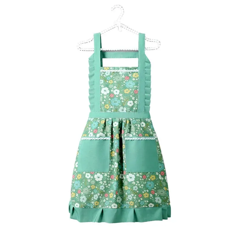 Cotton Canvas Floral Style Home Kitchen Fashion Apron Cooking Female Male Adult Waist Thin Breathable Male Work