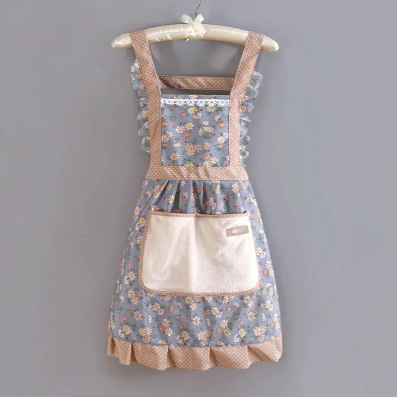 Cotton Canvas Floral Style Home Kitchen Fashion Apron Cooking Female Male Adult Waist Thin Breathable Male Work