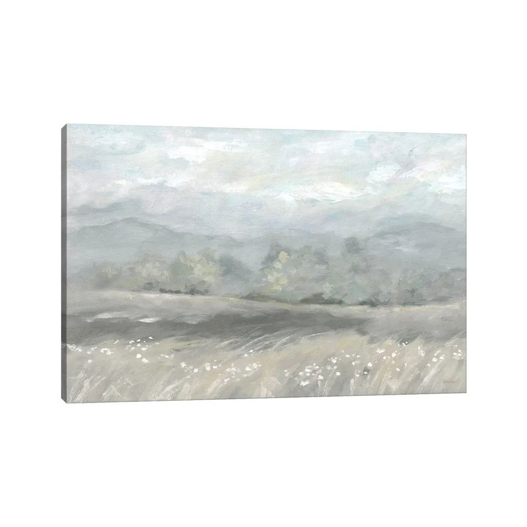 Country Meadow Landscape Neutral by Cynthia Coulter - Wrapped Canvas Painting Print East Urban Home Size: 40" H x 60" W x 1.5" D Format: Black Framed Canvas