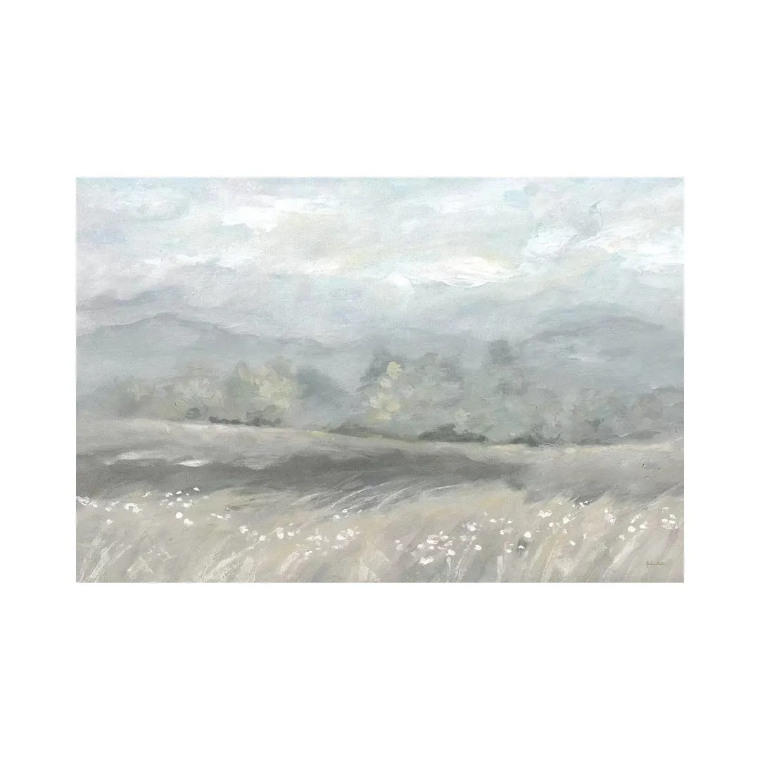 Country Meadow Landscape Neutral by Cynthia Coulter - Wrapped Canvas Painting Print East Urban Home Size: 40" H x 60" W x 1.5" D Format: Black Framed Canvas