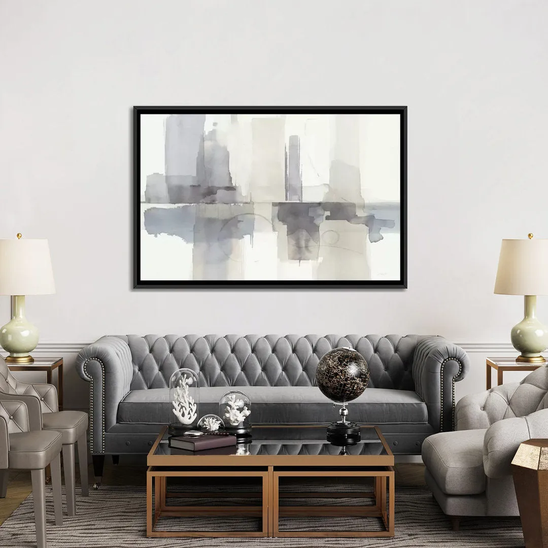 Country Meadow Landscape Neutral by Cynthia Coulter - Wrapped Canvas Painting Print East Urban Home Size: 40" H x 60" W x 1.5" D Format: Black Framed Canvas