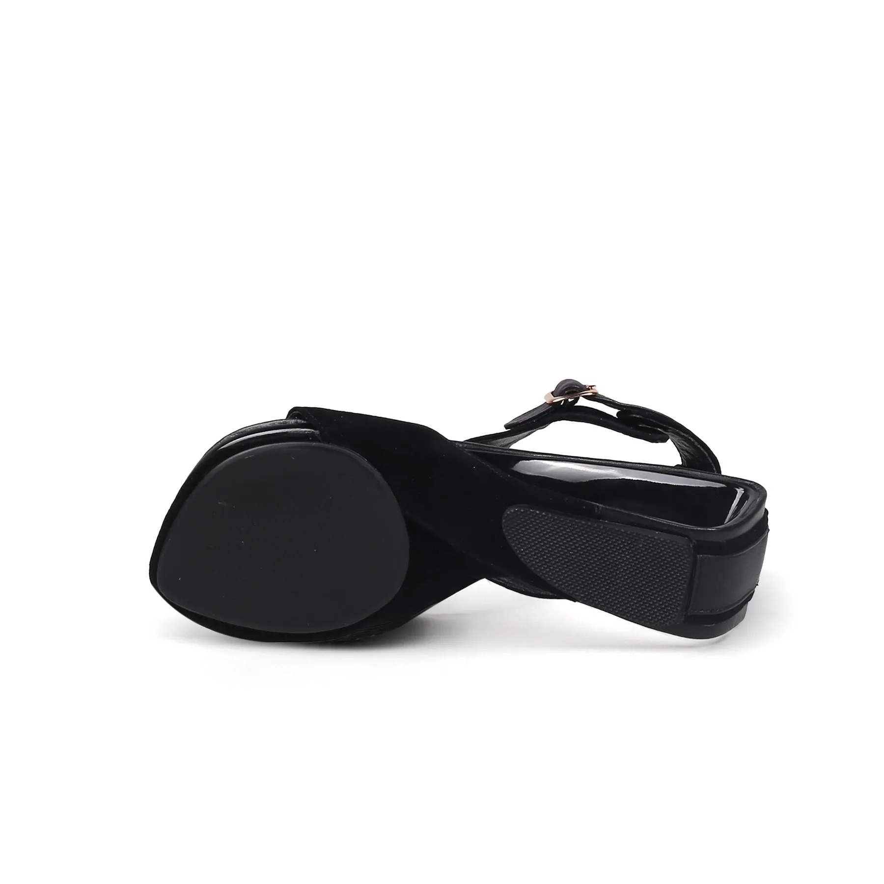 Cut-Out Peep Toe Suede Wedge Sandal - Black