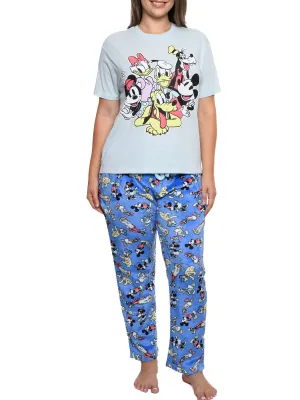 Disney Mickey Mouse & Friends T-Shirt & Plush Pant Pajama Women's Plus Size Set