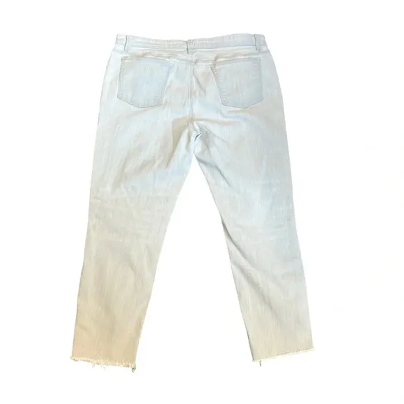 Eileen Fisher Women’s Straight Leg Raw Hem Jeans in Light Grey Size 16