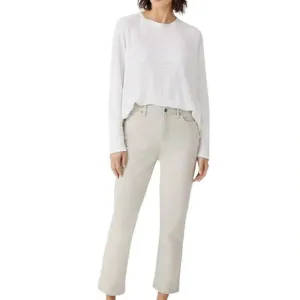 Eileen Fisher Women’s Straight Leg Raw Hem Jeans in Light Grey Size 16