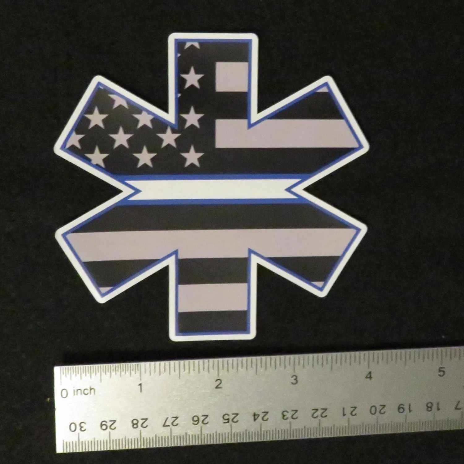 EMS EMT Star of Life Thin White Line Magnet