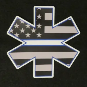 EMS EMT Star of Life Thin White Line Magnet