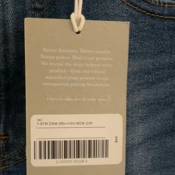 EVERLANE Jeans Women’s Sz 23/0 Blue High-Rise Regular Skinny Denim Dark Wash NWT