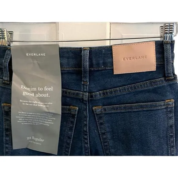 EVERLANE Jeans Women’s Sz 23/0 Blue High-Rise Regular Skinny Denim Dark Wash NWT