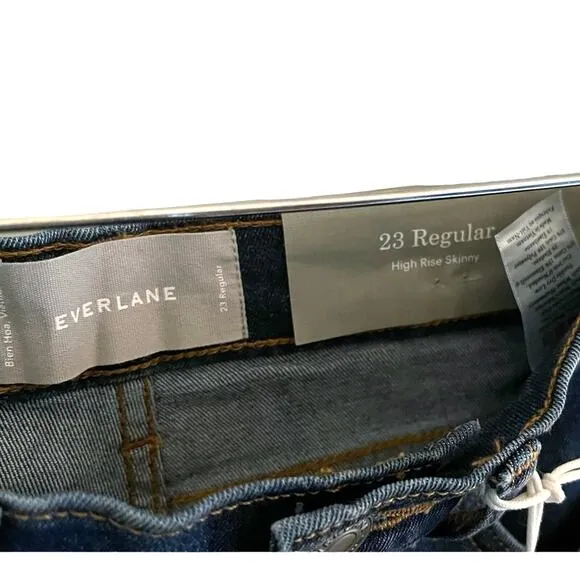 EVERLANE Jeans Women’s Sz 23/0 Blue High-Rise Regular Skinny Denim Dark Wash NWT