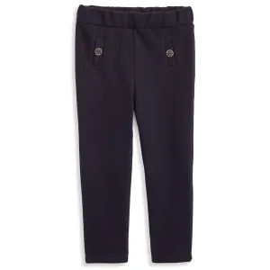 Faux Pocket Legging w/ Gold Buttons -- Navy French Terry