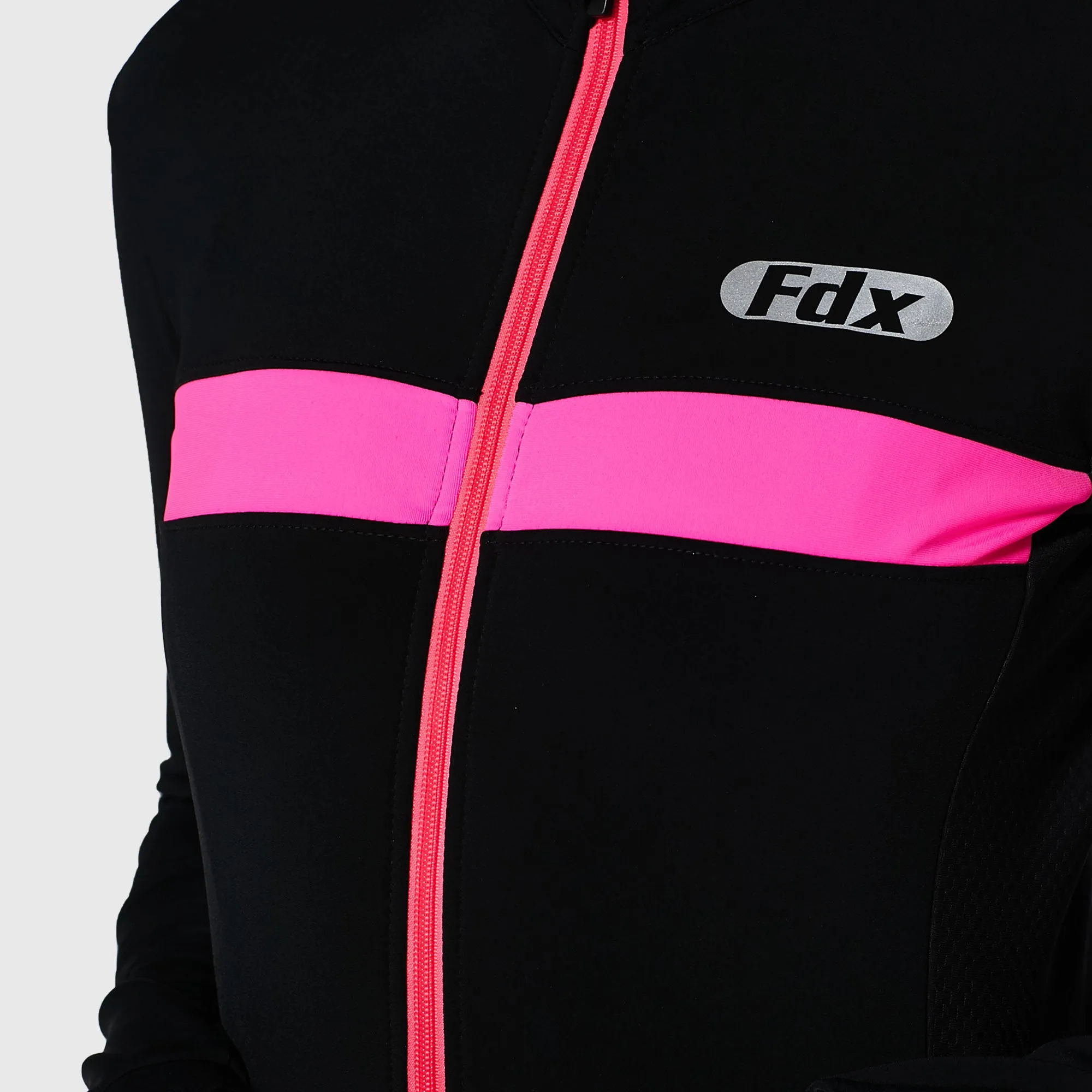 Fdx All Day Women's & Girl's Pink Thermal Roubaix Long Sleeve Cycling Jersey