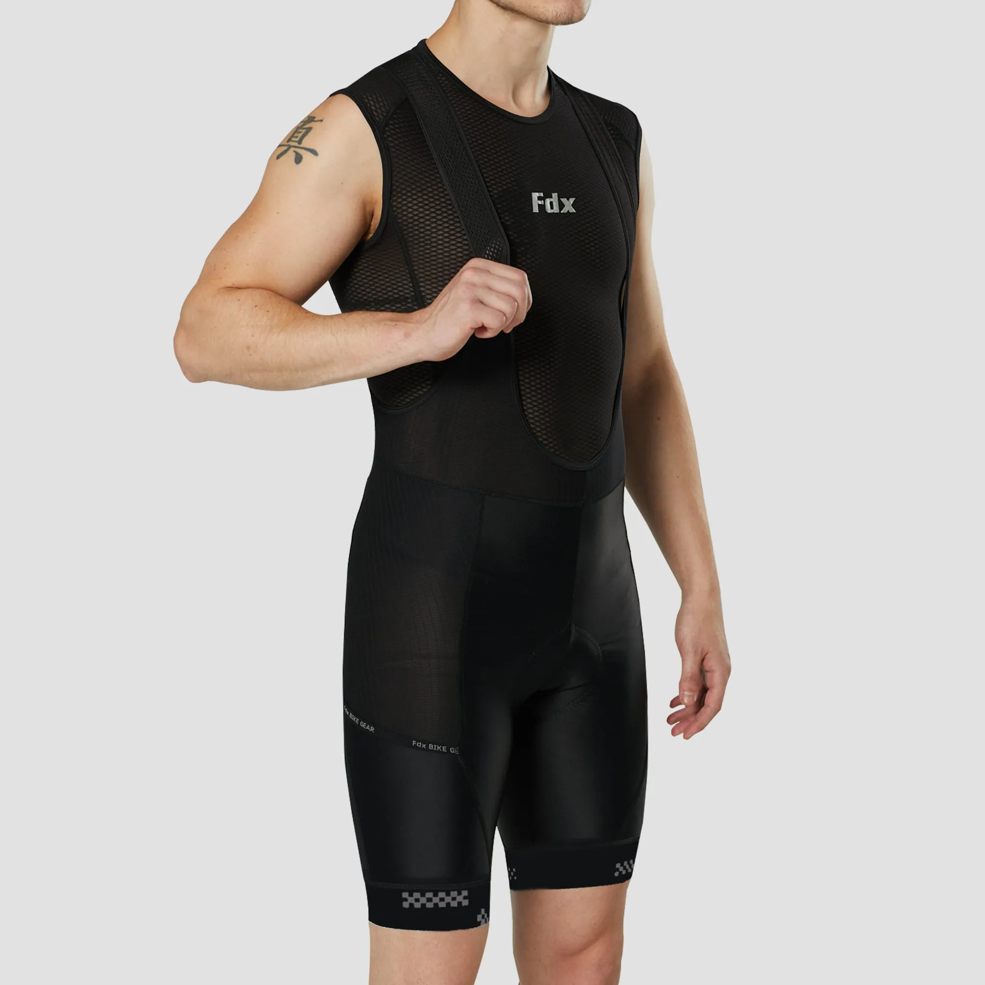 Fdx Men's & Boy's Set All Day Black Short Sleeve Jersey & Bib Shorts
