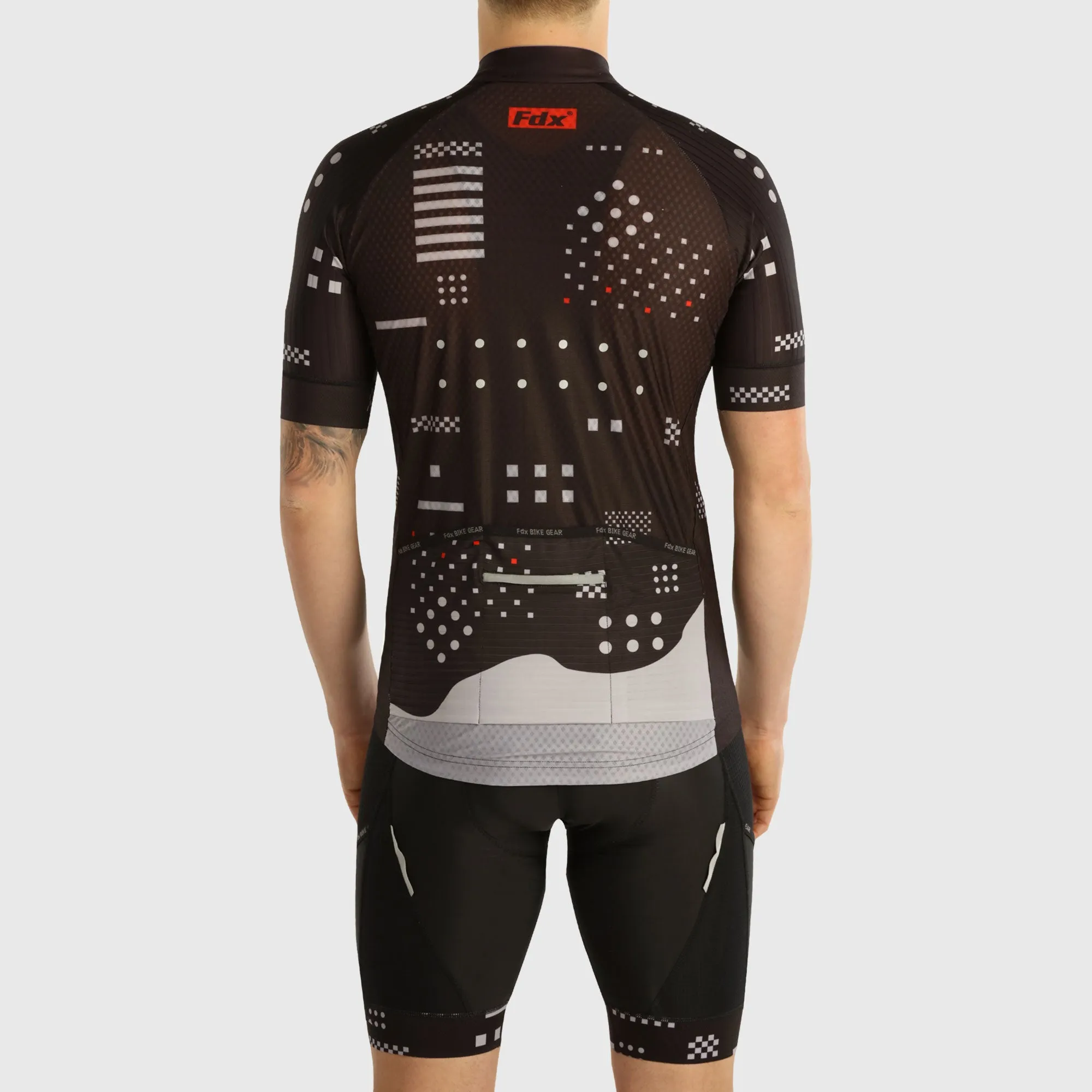 Fdx Men's & Boy's Set All Day Black Short Sleeve Jersey & Bib Shorts