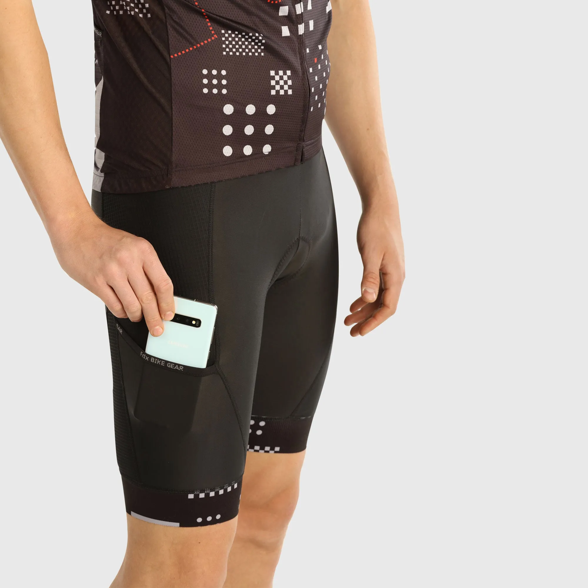 Fdx Men's & Boy's Set All Day Black Short Sleeve Jersey & Bib Shorts