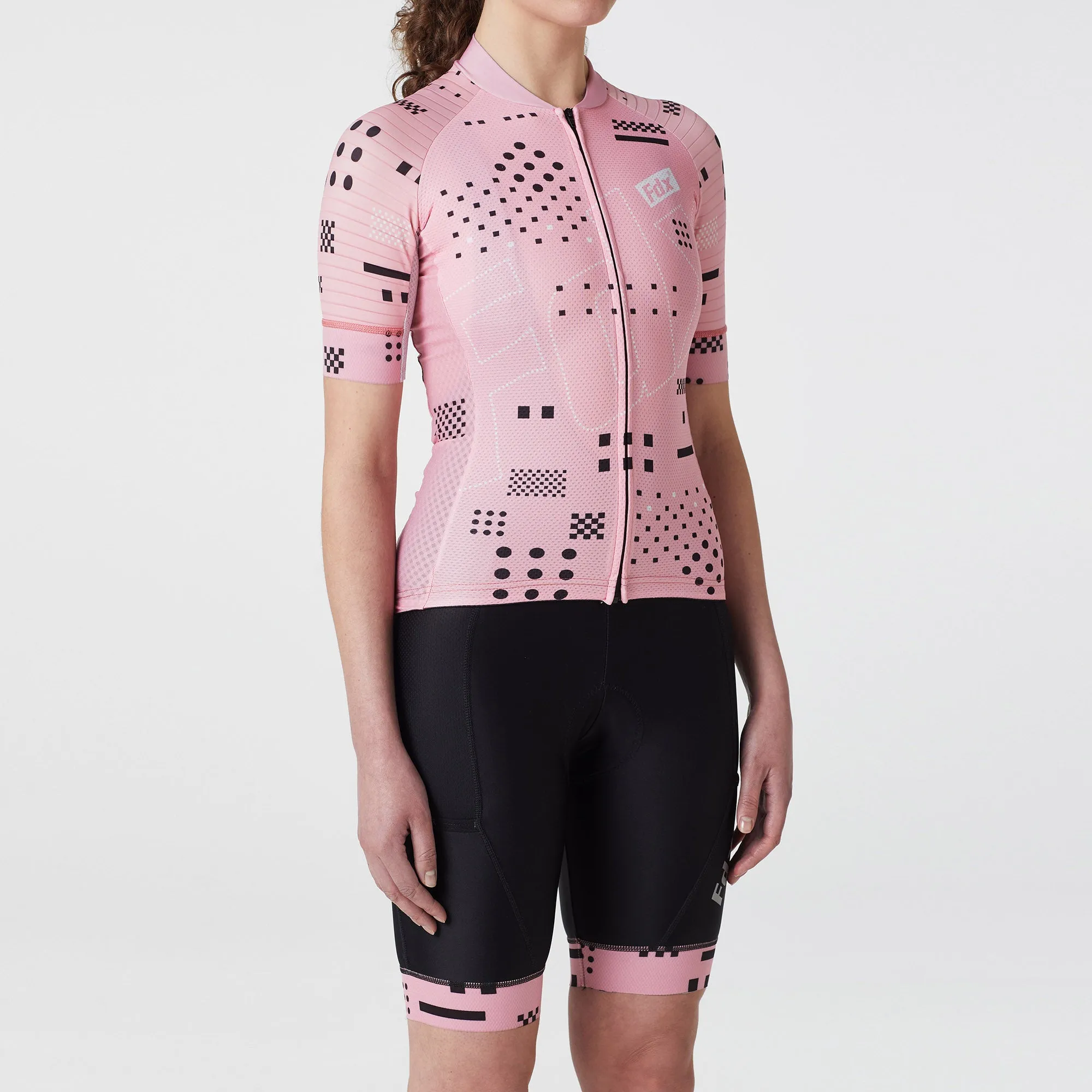 Fdx Women's & Girl's Set All Day Tea Pink Short Sleeve Cycling Jersey & Cargo Bib Shorts
