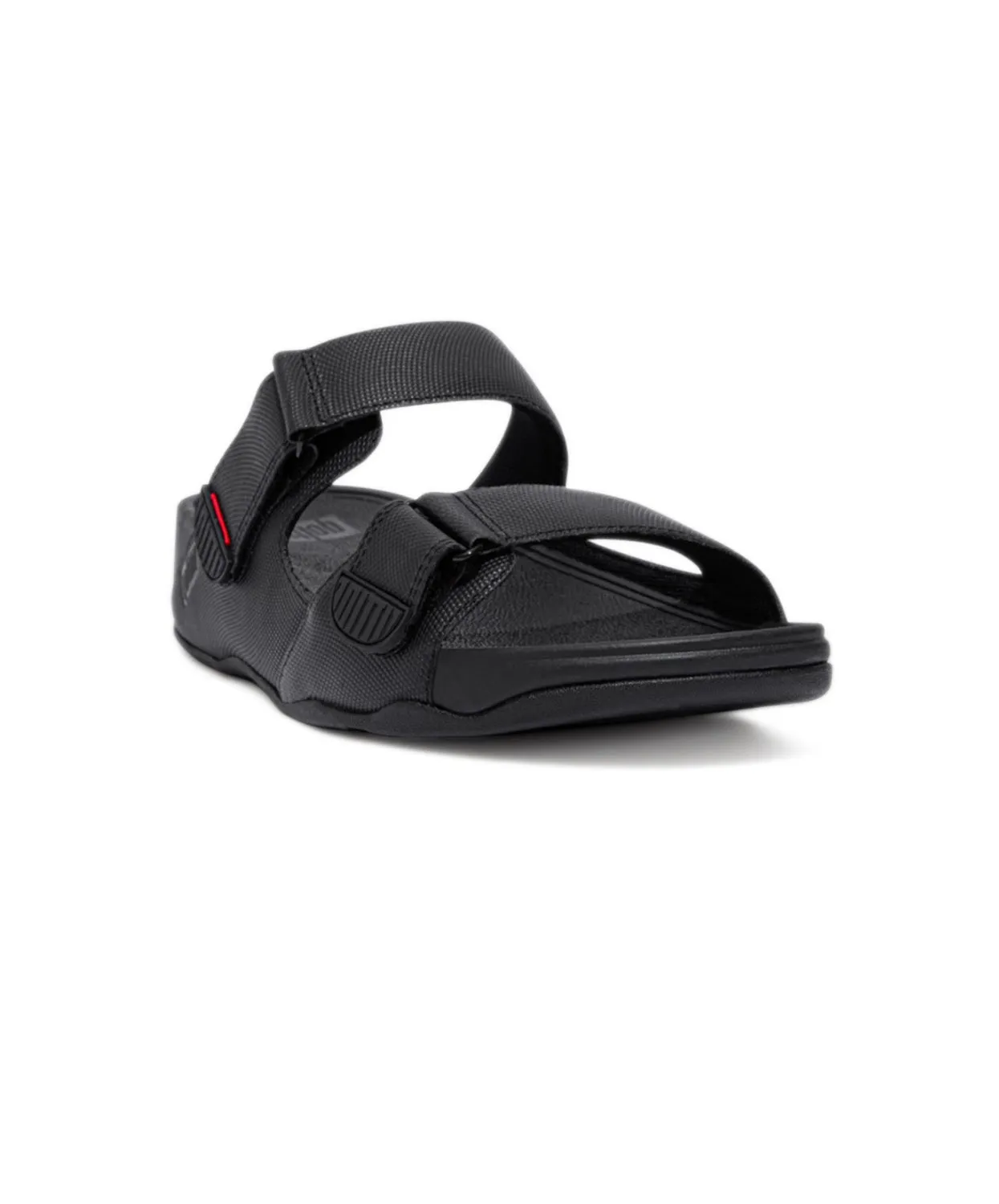 FitFlop Gogh Moc Embossed-Leather All Black Mens Slides