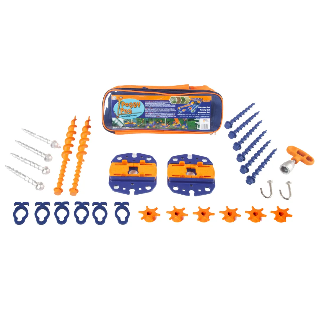 Fix&Go Awning Set • Set incl. bag (PP99) • Thule Omnistor, Fiamma & Dometic (box style • NO Roll-out awnings) • Awning Anchoring system