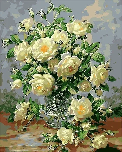 Flowers Vase Paint By Numbers DIY Canvas Oil Painting
