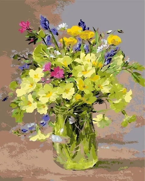 Flowers Vase Paint By Numbers DIY Canvas Oil Painting