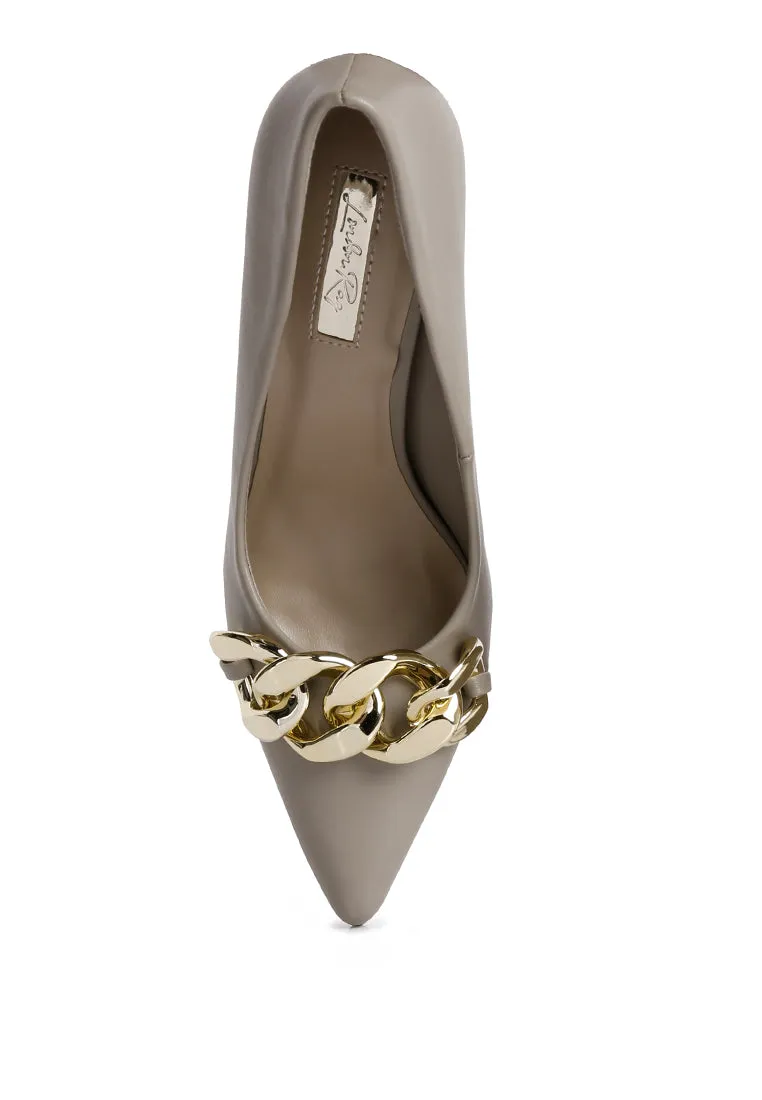 Fontana Link Chain Detail High Heel Pumps