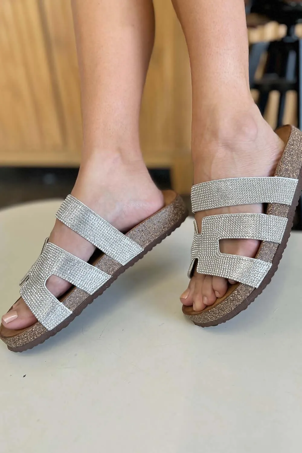 Forever Link Rhinestone Open Toe Sandals – Glamorous