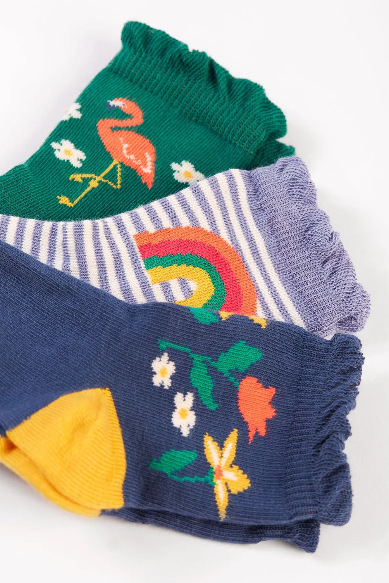 Frugi 3 Pack Infant Sock 500117A4rfpk Rainforest Friends