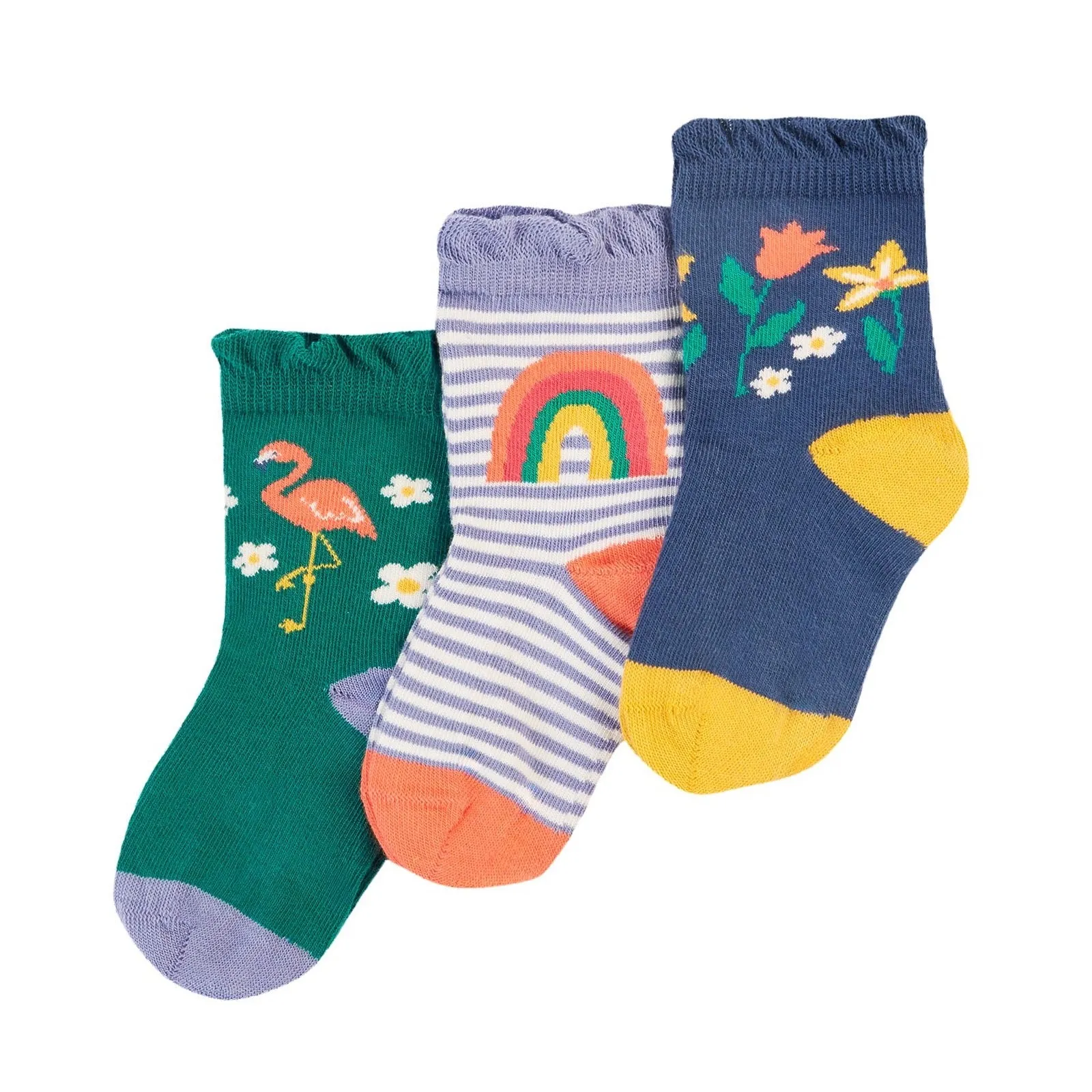 Frugi 3 Pack Infant Sock 500117A4rfpk Rainforest Friends