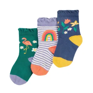 Frugi 3 Pack Infant Sock 500117A4rfpk Rainforest Friends