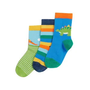 Frugi 3 Pack Infant Socks Dino Multipack 500078S5swli