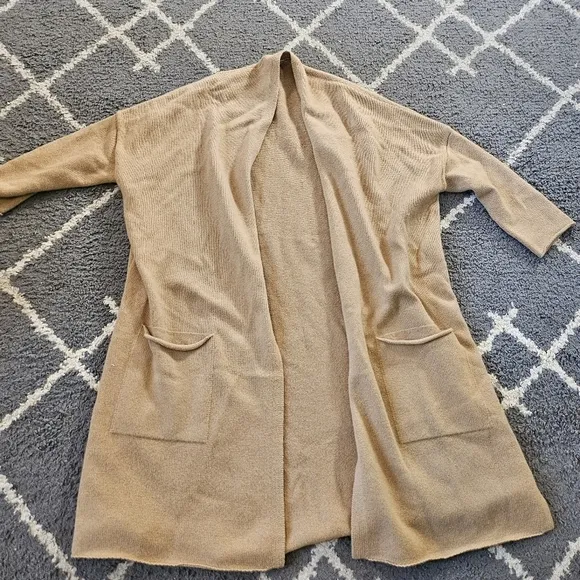 GENTLE HERD 100% Wool Long Cardigan With Pockets