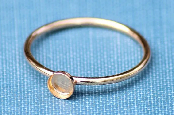 Gold Filled 4mm Bezel Thin Band Ring blank