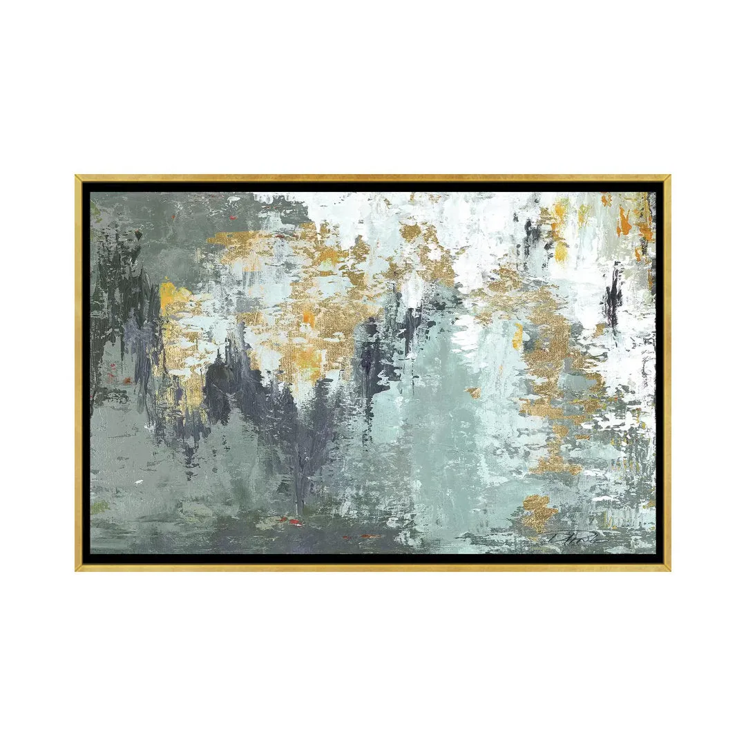 Gold Magic by Patricia Pinto - Painting Print East Urban Home Mat Color: No Mat Size: 26" H x 40" W x 1.5" D Format: Gold Framed Canvas