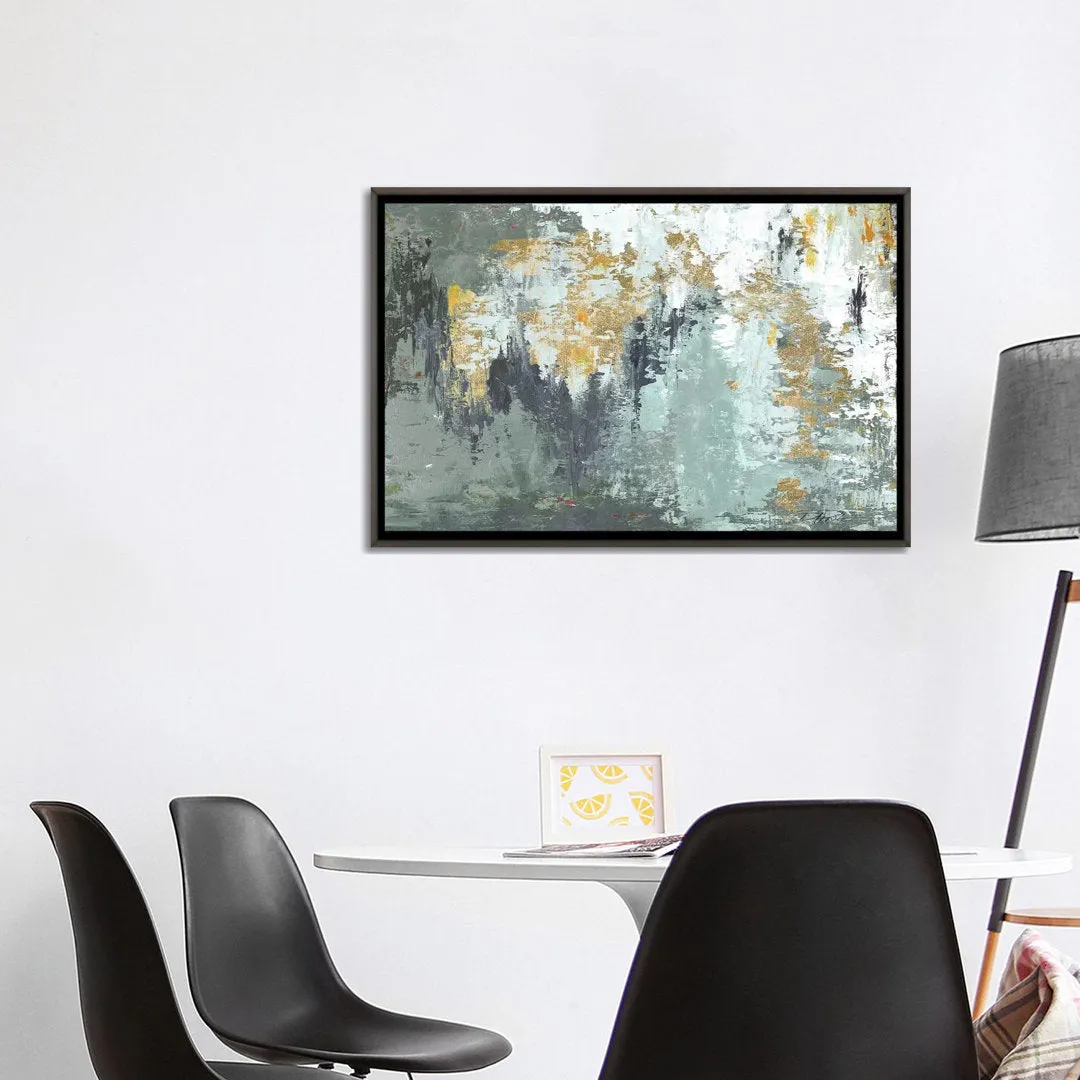Gold Magic by Patricia Pinto - Painting Print East Urban Home Mat Color: No Mat Size: 26" H x 40" W x 1.5" D Format: Gray Framed Canvas