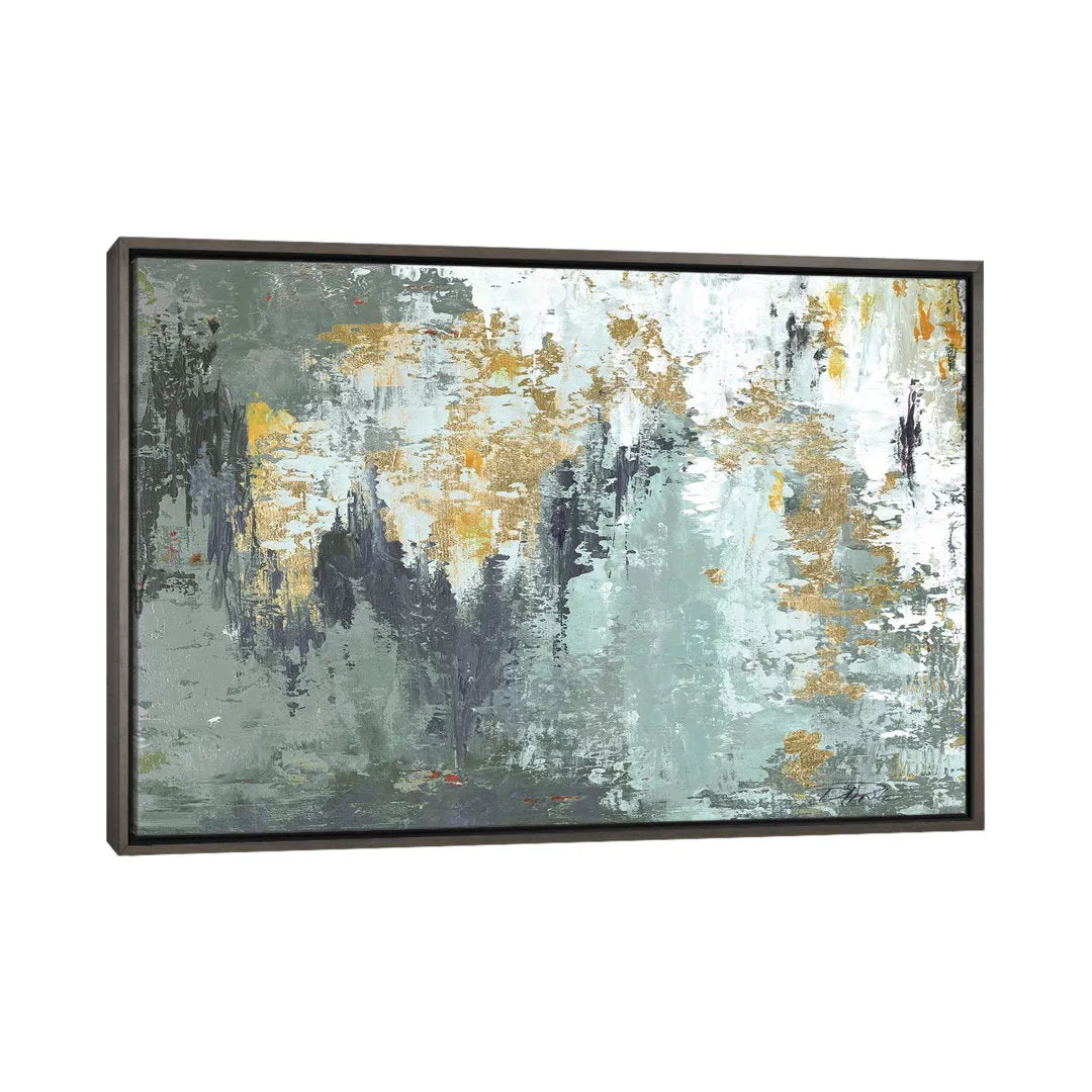 Gold Magic by Patricia Pinto - Painting Print East Urban Home Mat Color: No Mat Size: 32" H x 48" W x 1.5" D Format: Gray Framed Canvas