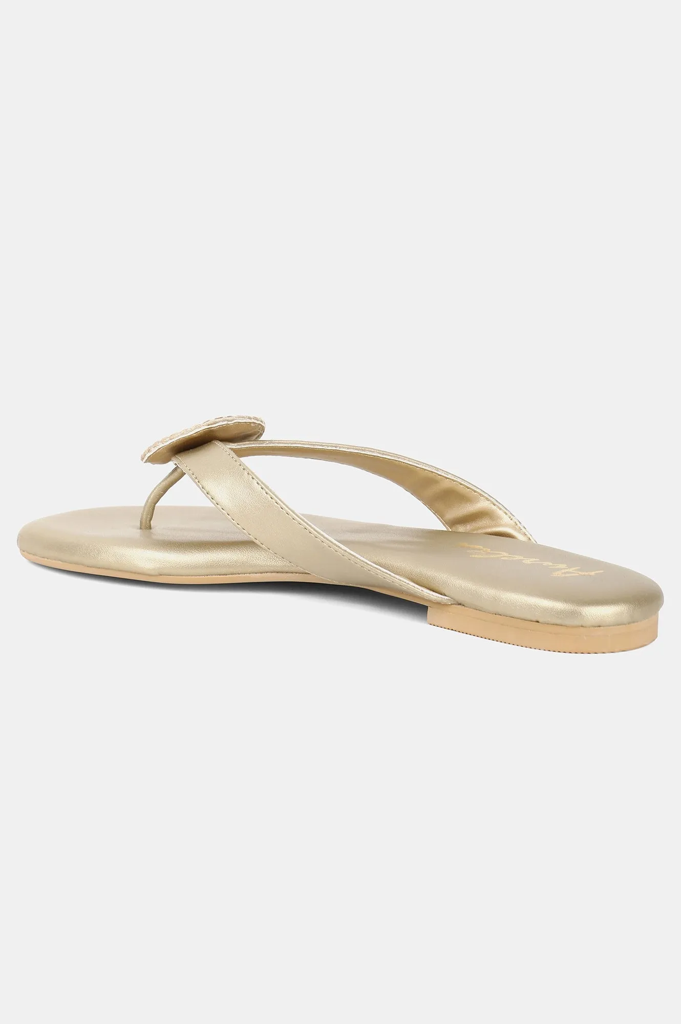 Gold Square Toe Embroidered Flat - ZDominique