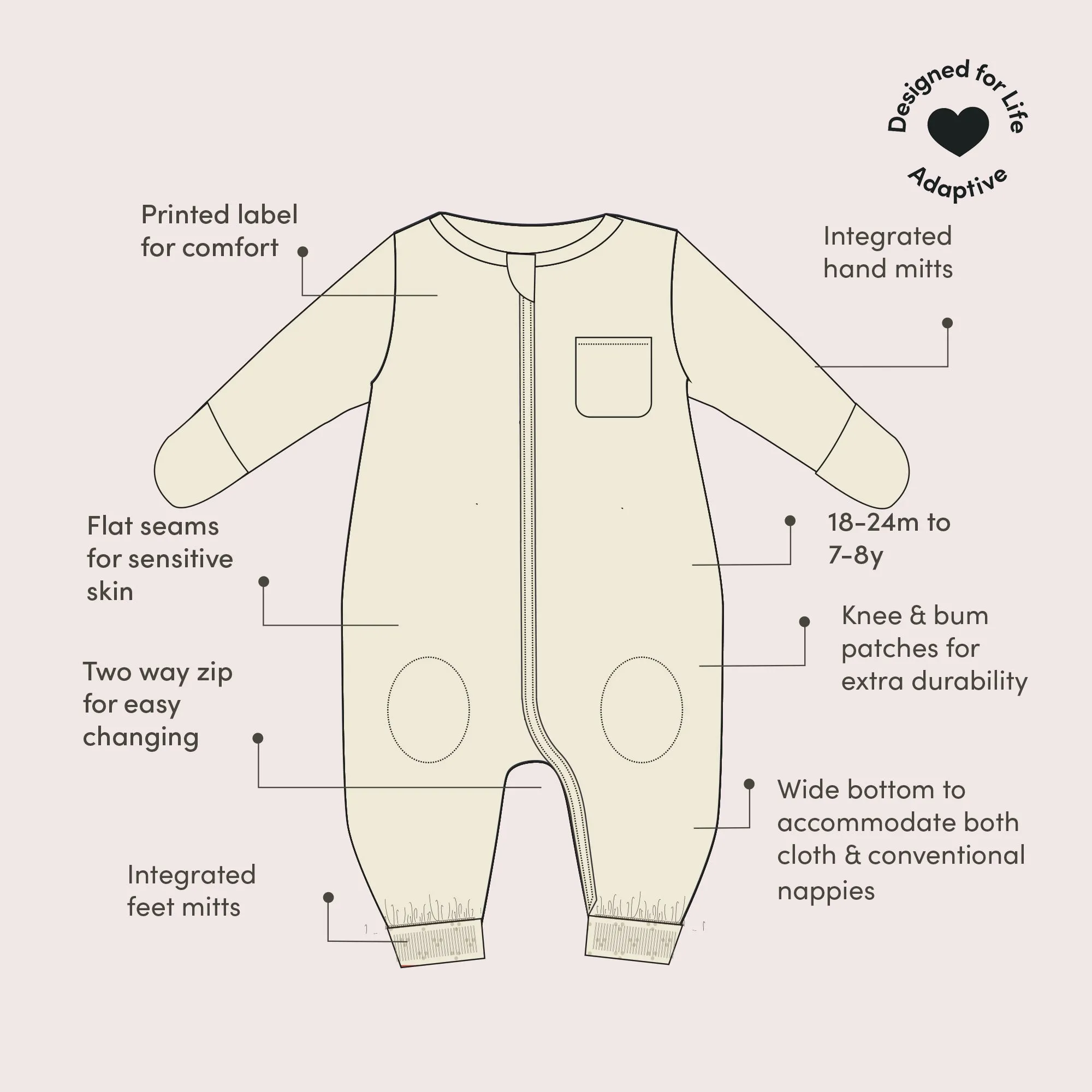 Gold Striped Adaptive 2 Way Onesie