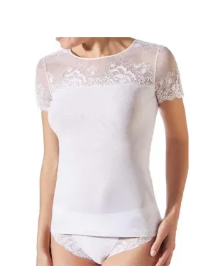 Greta Lace T-Shirt In White - Janira