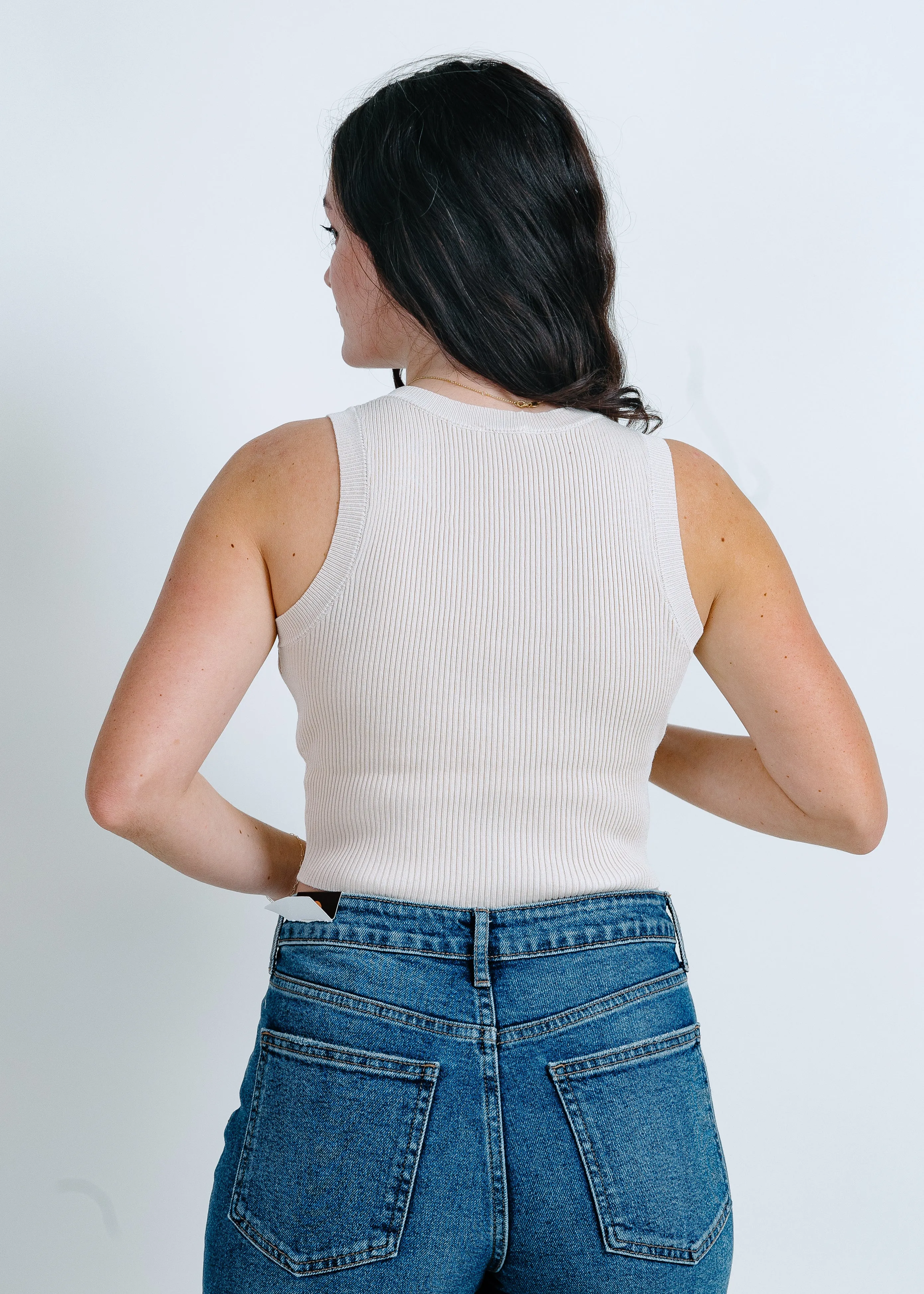Hailey Ribbed Tank - Cream