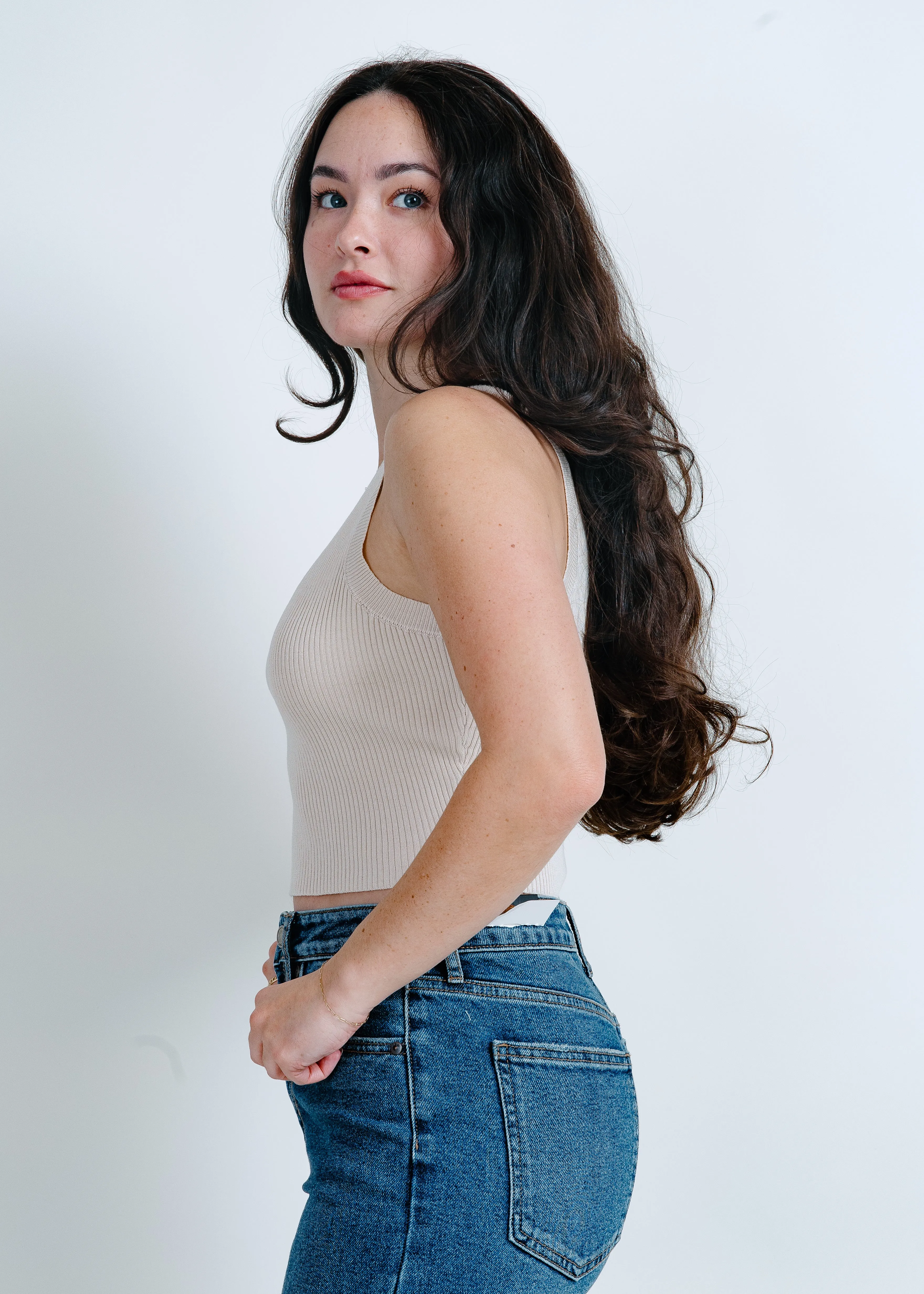 Hailey Ribbed Tank - Cream