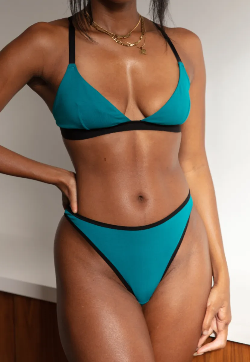 High Rise Thong, Ocean Blue