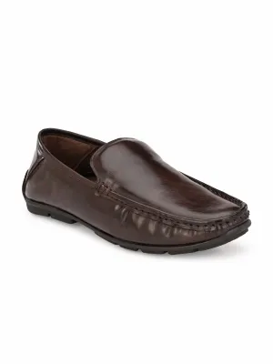Hitz Men's Brown Synthetic Slip-On Loafer Shoes