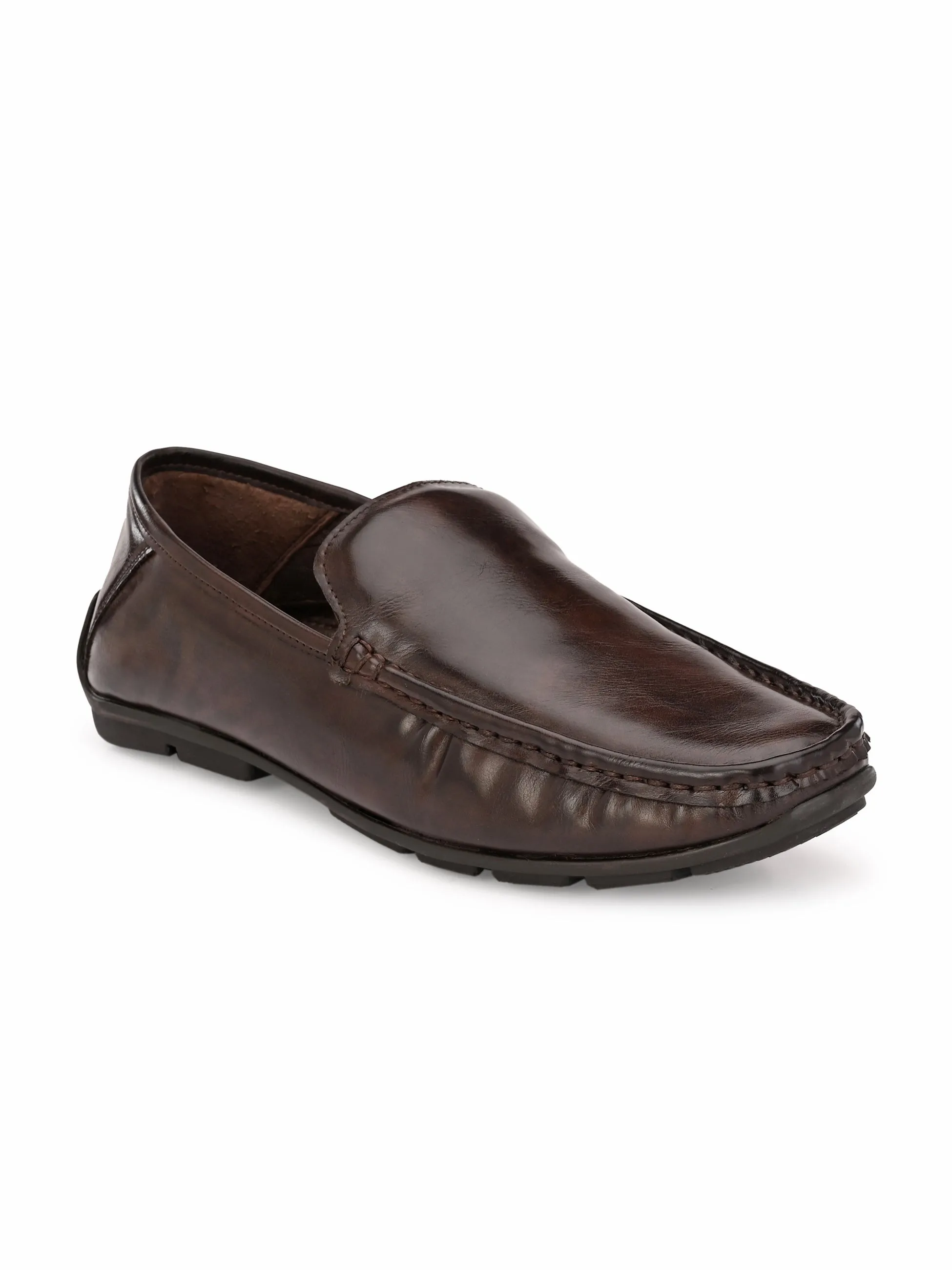 Hitz Men's Brown Synthetic Slip-On Loafer Shoes
