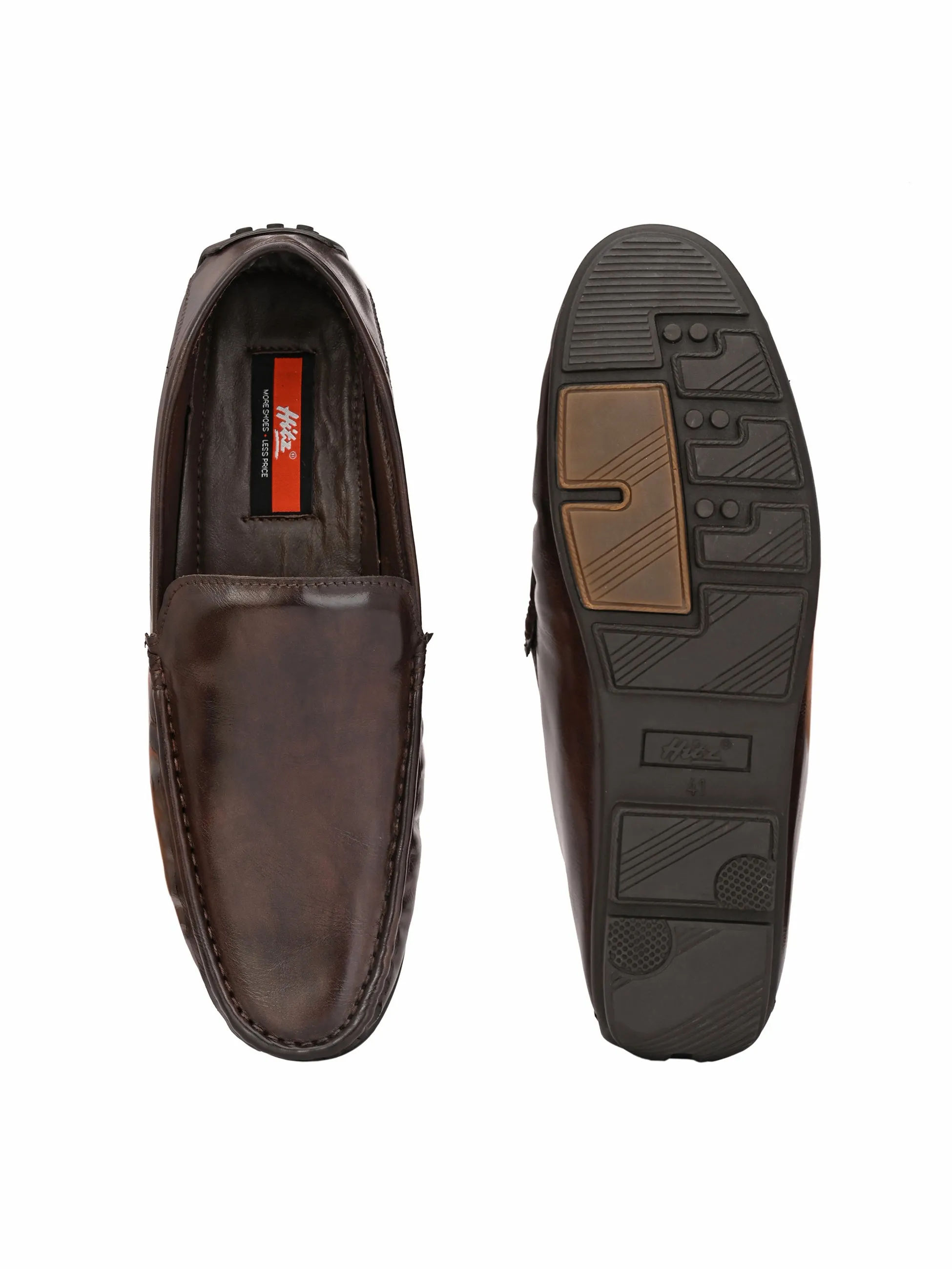 Hitz Men's Brown Synthetic Slip-On Loafer Shoes