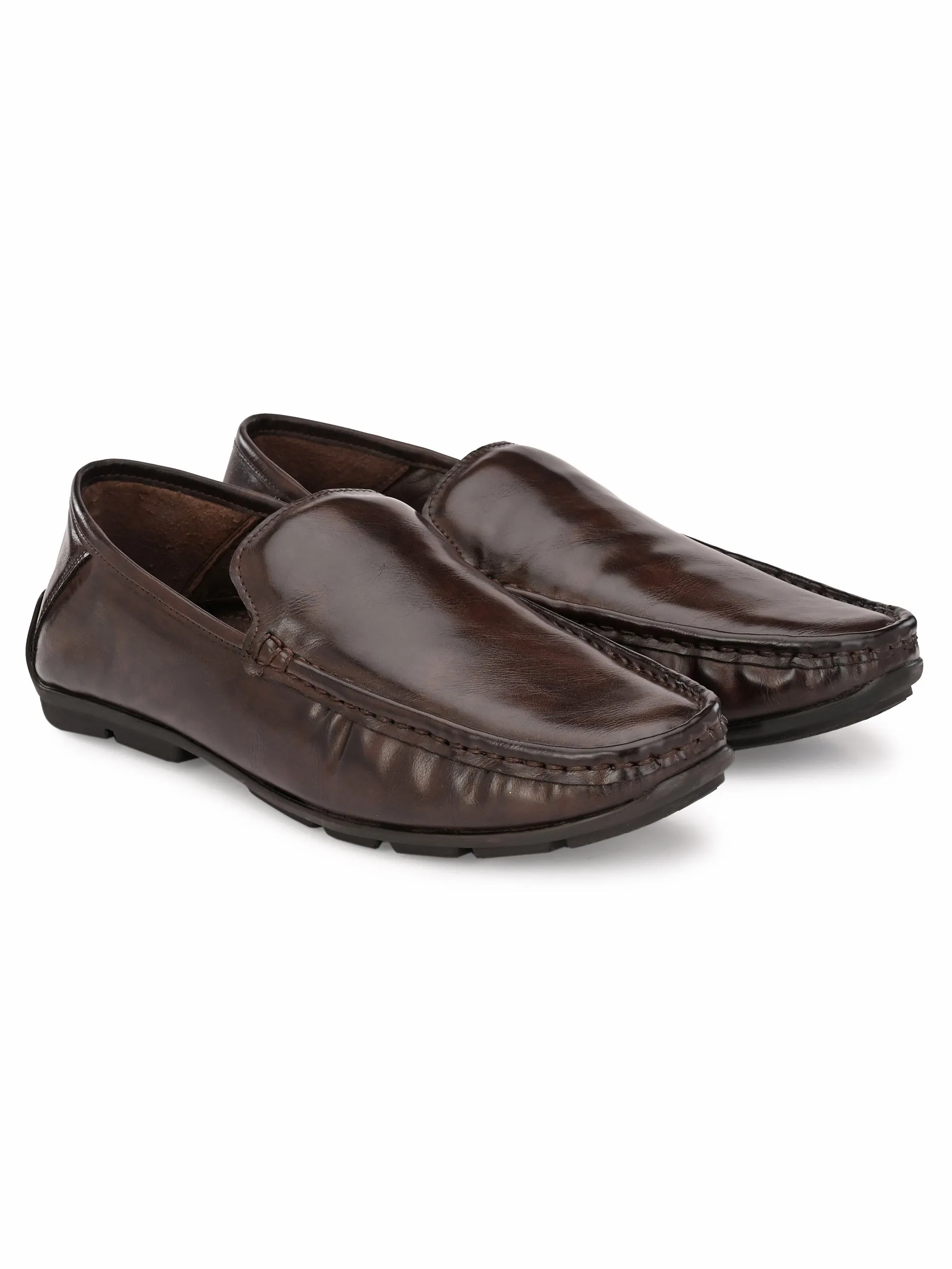Hitz Men's Brown Synthetic Slip-On Loafer Shoes
