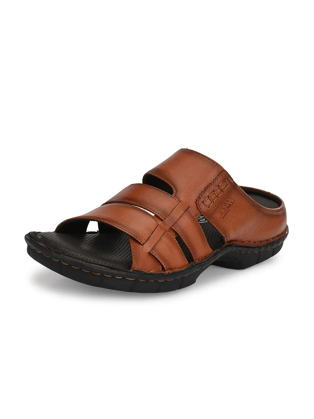 HITZ9617 Men's Tan Leather Casual Open Slipper