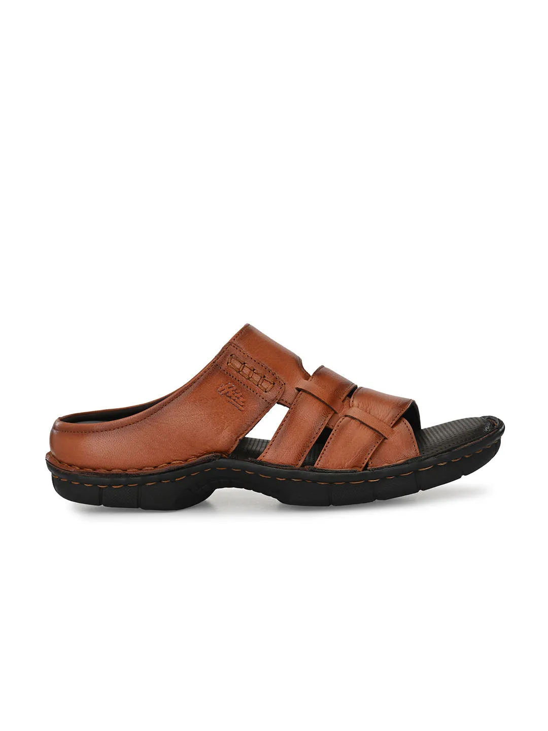 HITZ9617 Men's Tan Leather Casual Open Slipper