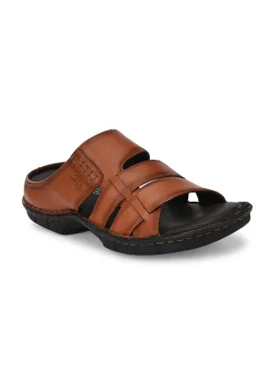 HITZ9617 Men's Tan Leather Casual Open Slipper