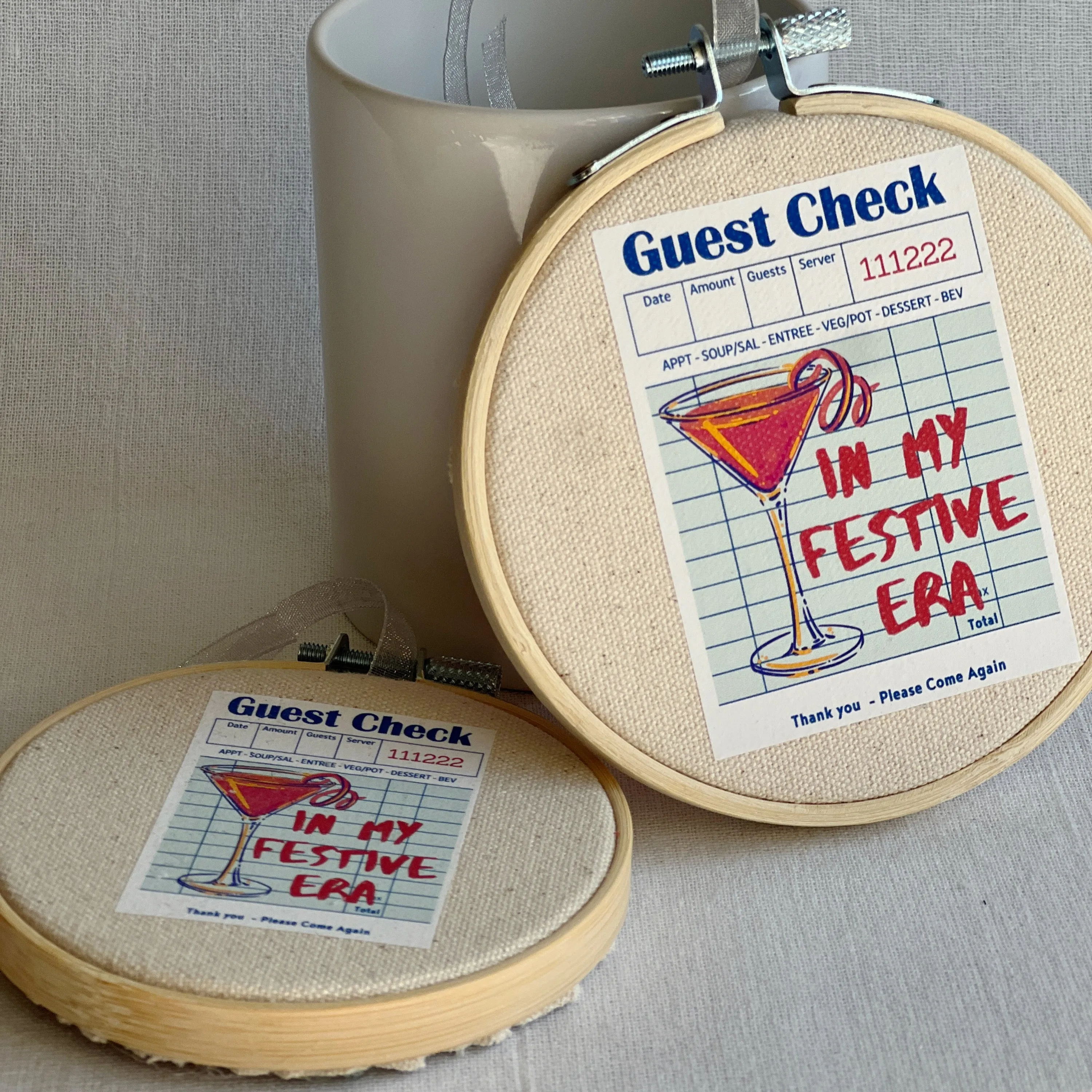 In my Festive Era - Guest Check Hoop Art Ornament