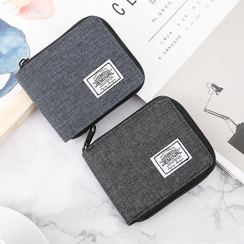 INSTOCK-Wallet men's short denim canvas thin